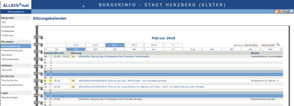 Bürgerinformationssystem der Stadt Herzberg Elster
